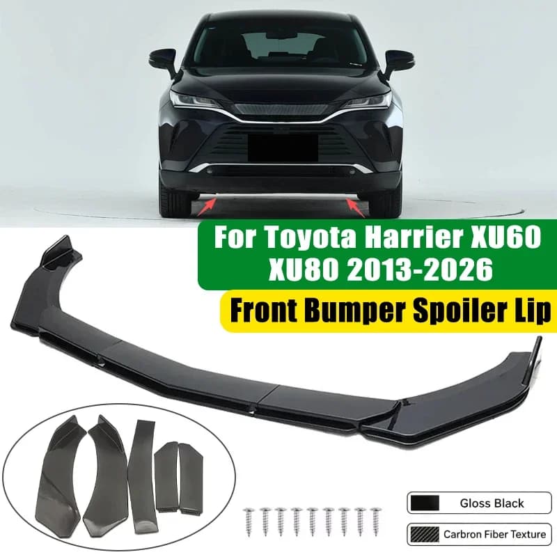 For Toyota Harrier XU60 XU80 2013-2026 5Pcs ABS Car Front Bumper Lip Spoiler Splitter Body Kit Canard Tuning Accessories