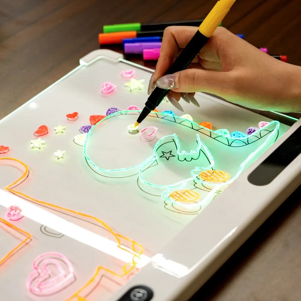 Personalized LED Acrylic Drawing Board Message Note Board Erasable Usb Drawing Board with 7 Markers for Birthday Bedroom Decor