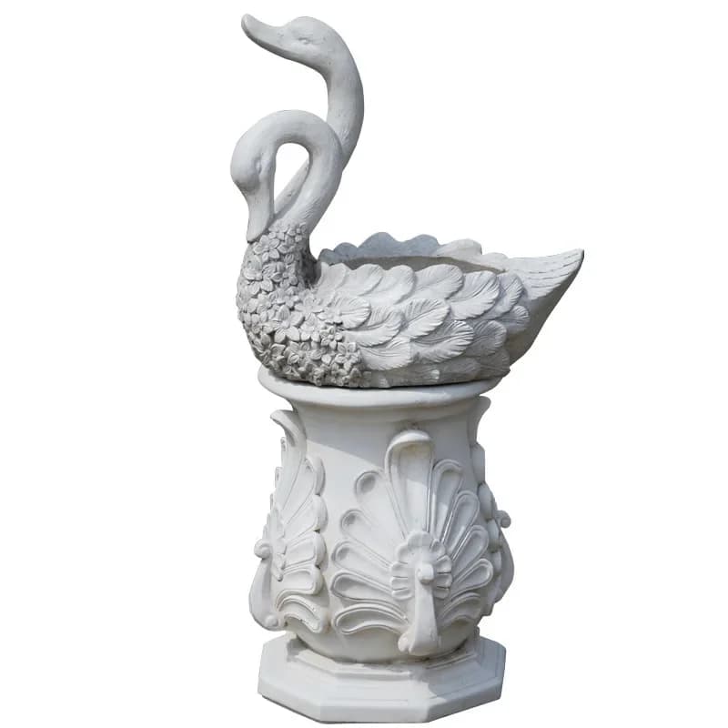 Garden decoration swan flower pot landscaping animal viewing ornament Roman column garden villa entrance decoration