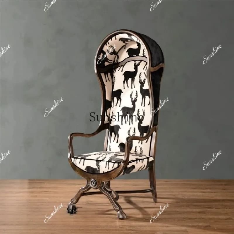 Neoclassical solid wood space chair fashionable modern carved high back image chair FT