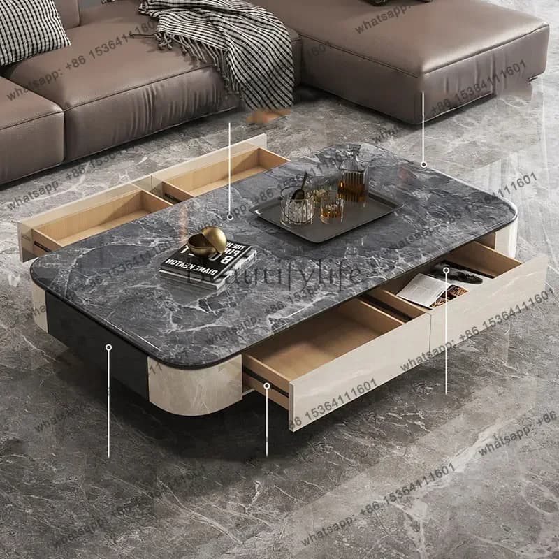 LD Designer Luxury Coffee Table Modern Kitchen Storage Drawers Moving Writing Dinner   Mesa Auxiliar Trendy Furniture