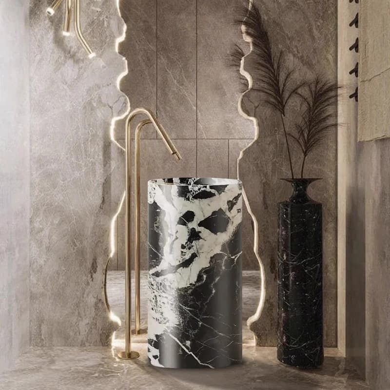Natural marble column basin household hotel bathroom bathroom face washstand