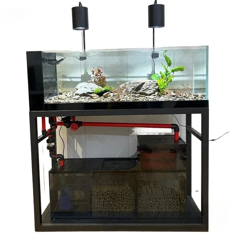 Tank landscaping bottom filter fish tank living room ultra-white glass aquatic plant tank side overflow