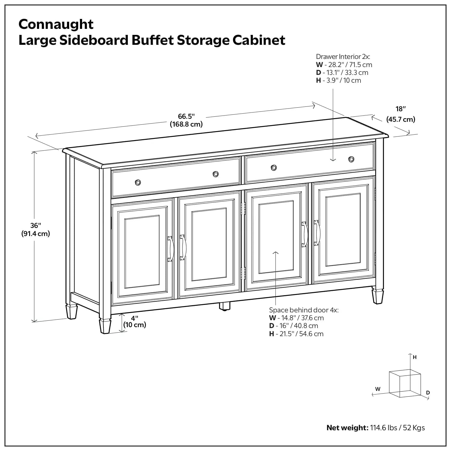 Connaught 67" Sideboard in Rustic Natural Aged Brown
