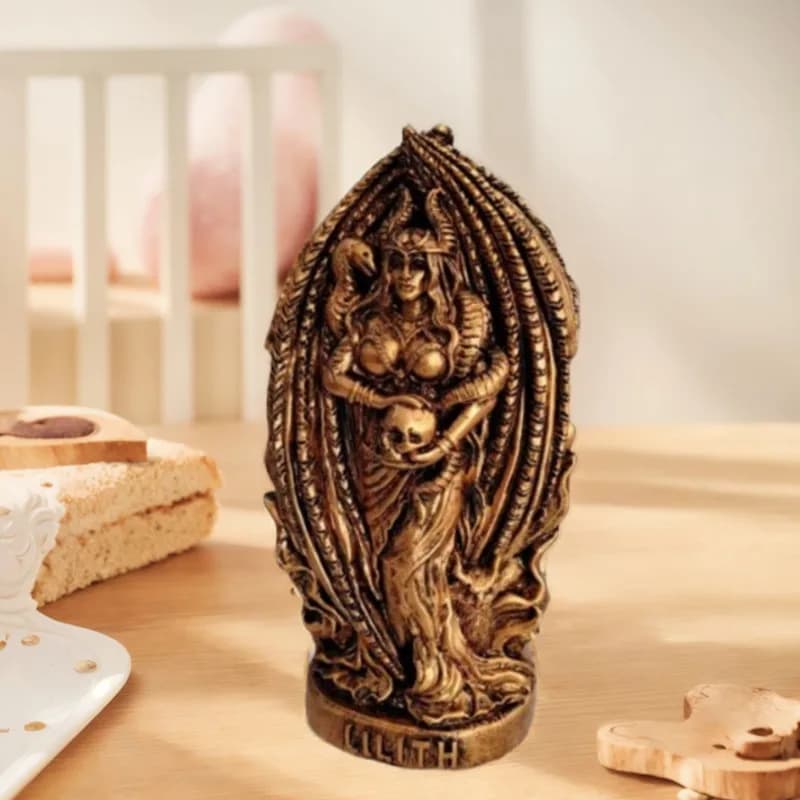 Lilith Resin Statue Gothic Lilith Sculpture For Altar And Tabletop Decoration Norse Greek Mythology Statue Gold Garden Sculpture