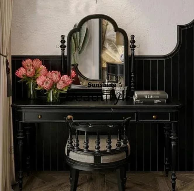 French neoclassical solid wood dressing table retro old personalized makeup table with mirrorSSS