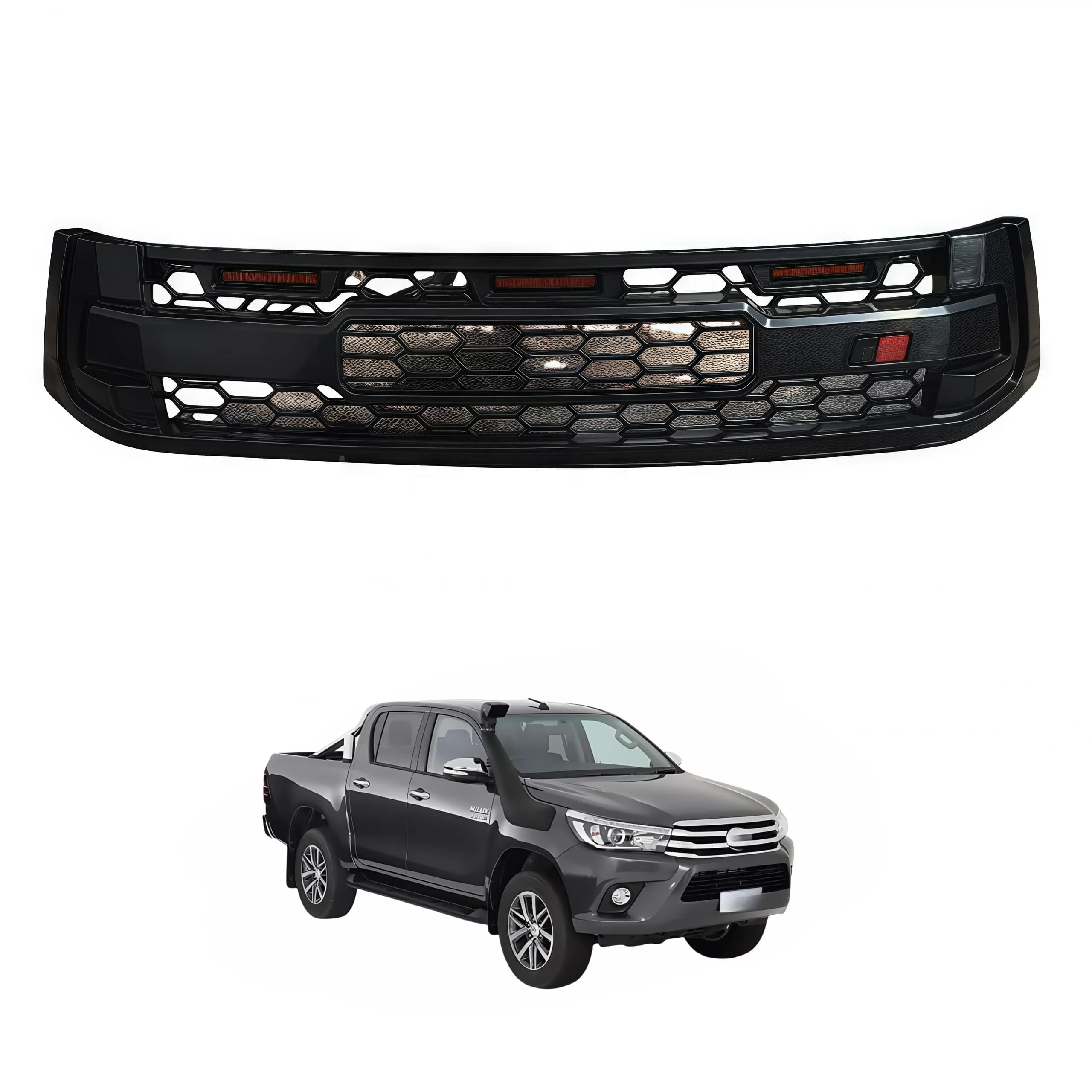 For Hilux Revo 2016-2018 4X4 Accessories ABS Plastic Front Grille With LED Light Front Bumper Face Mask