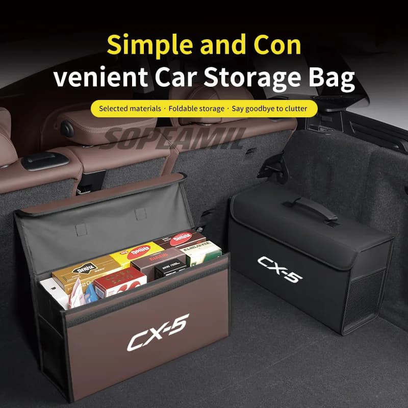 Car Trunk Organizing And Storage Box For Mazda 2 3 6 Skyactiv CX-5 CX30 Brand new leather trunk storage box Auto Accessories