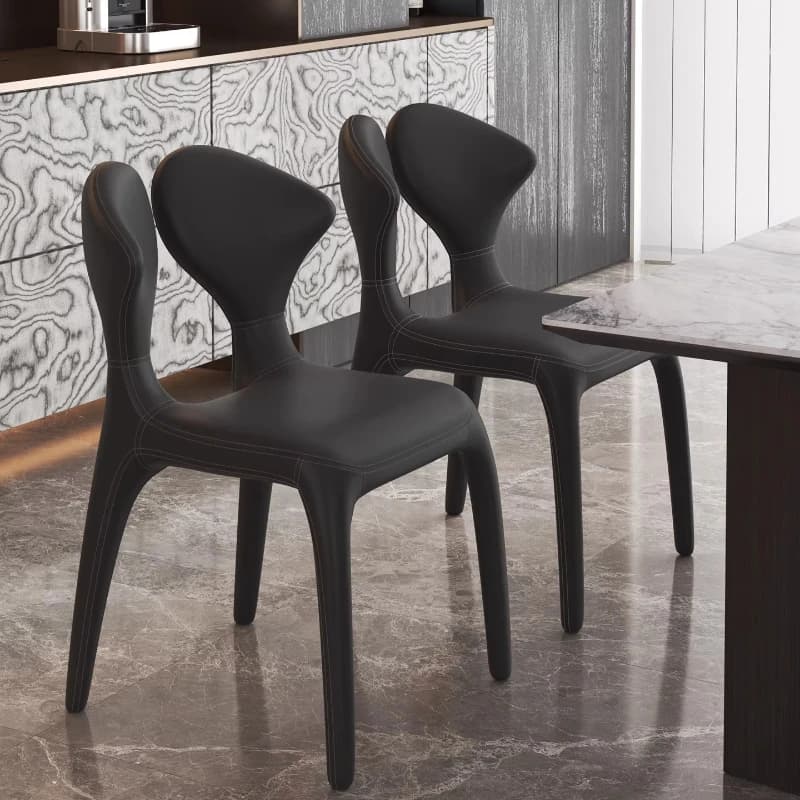 Black Minimalist Dining Chairs Modern Kitchen Island Chairs Luxury Living Room High Back Seating Home Dining Room Furniture