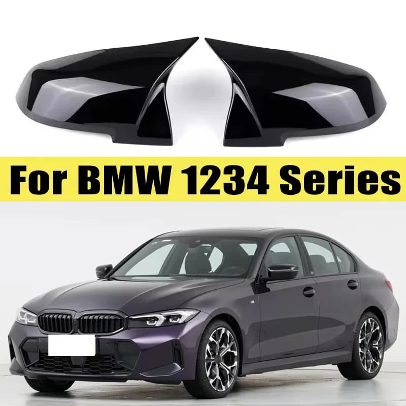 Suitable for BMW 1234 Series X1/F30 F32 F20 Carbon Fiber Pattern ABS Replaceable Horn Style Rearview Mirror Housing