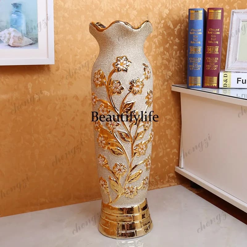 European vase ornament large living room floor-to-ceiling flower arrangement creative personality high luxury ceramic porcelain