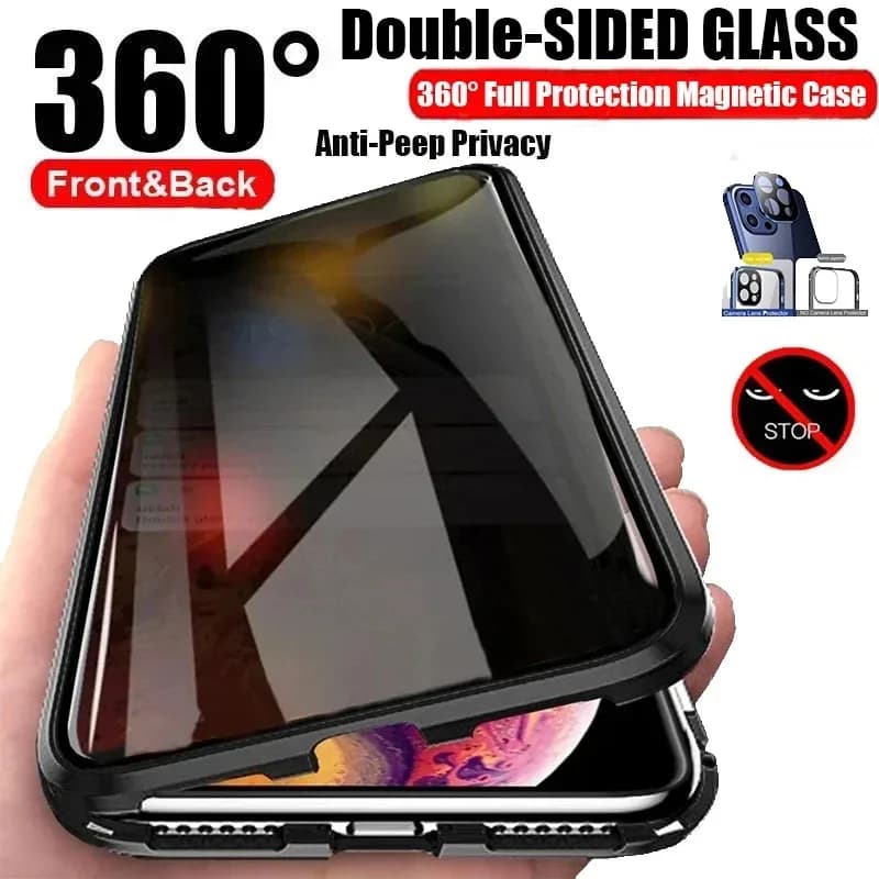 Double-sided Tempered Glass Phone Case for Honor 400 Smart Lite 200 Pro Metal Magnetic Lens Protection Cover Anti-peeping Cases