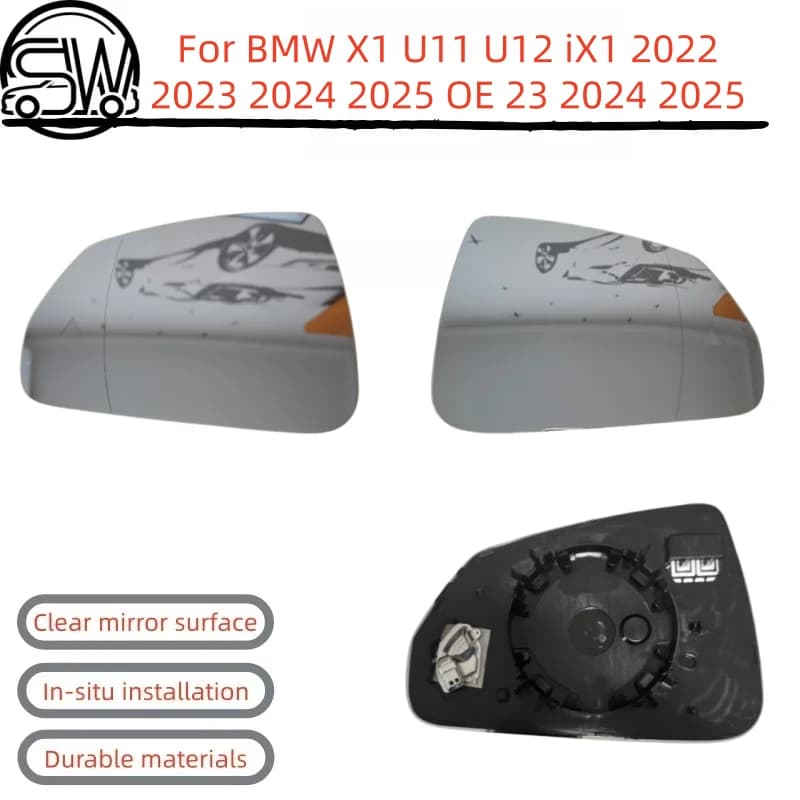 For BMW X1 U11 U12 iX1 2022 2023 2024 2025 OE 23 2024 2025 OE 51167443295 Auto Heated Warning Rear Mirror Glass