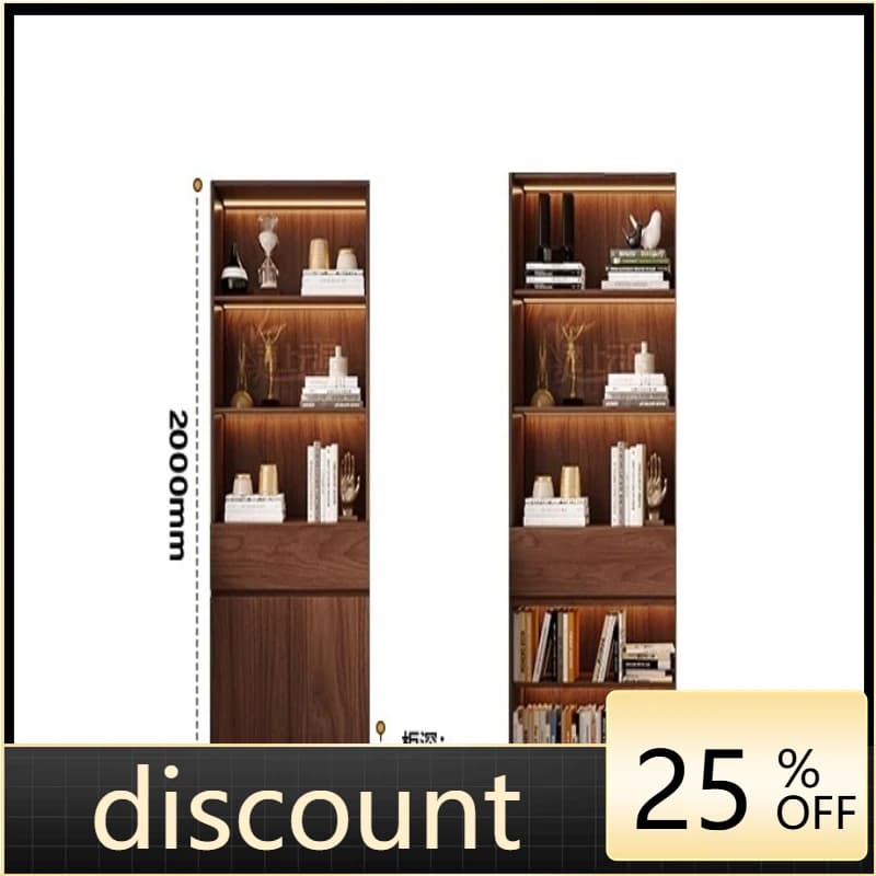 LMM all solid wood bookcase integrated against the wall household living room storage rack