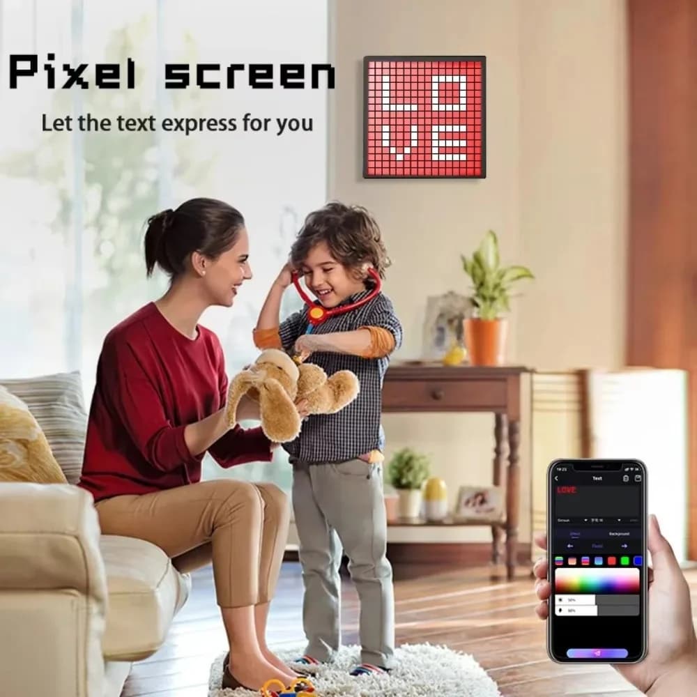 Pixel Screen Display Application Control Programmable Digital Photo Frame Night Light DIY Text Game Room Home Light Decoration