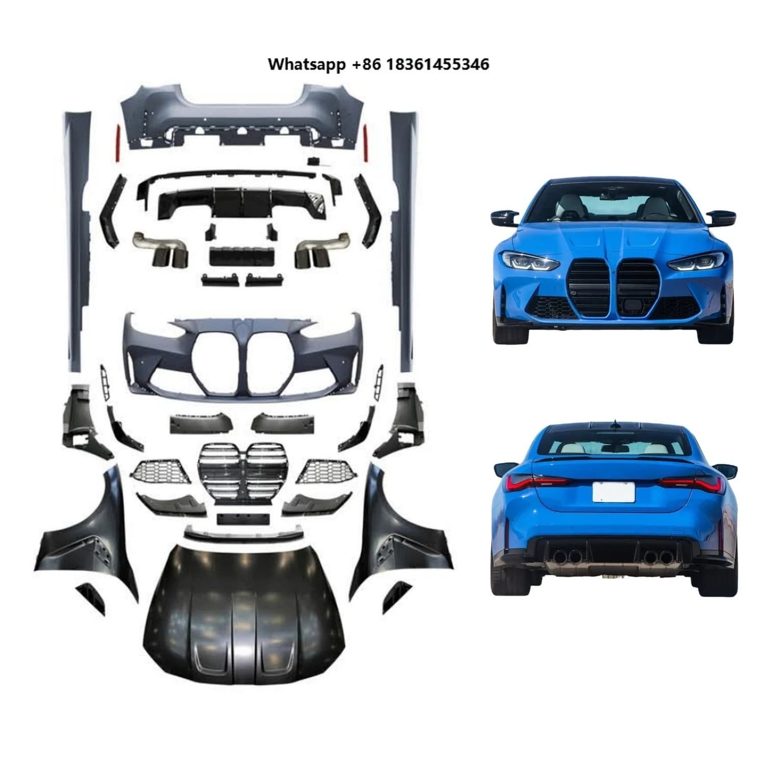 For G22 G23 4 Series 2021+ Front Bumper Rear Diffuser Side Skirts Hood Fender Non-Widebody Wholesale M4 Style Body Kit