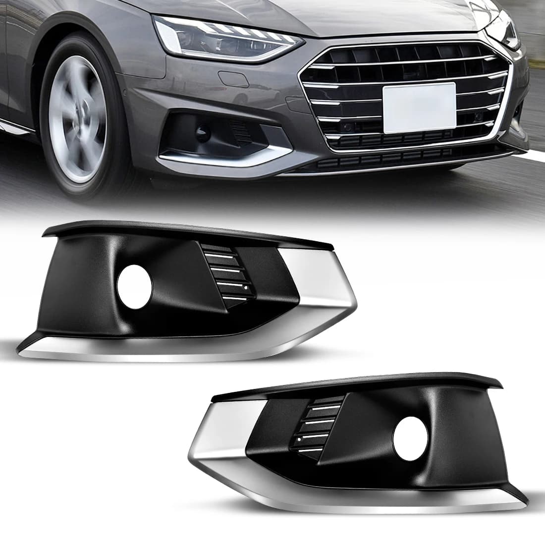 Front Fog Lamp Bumper Frame Car Decoration Cover For Audi A4 B9 2020 2021 2022 Fog Light Cover Car Styling Exterior 8WD807681L