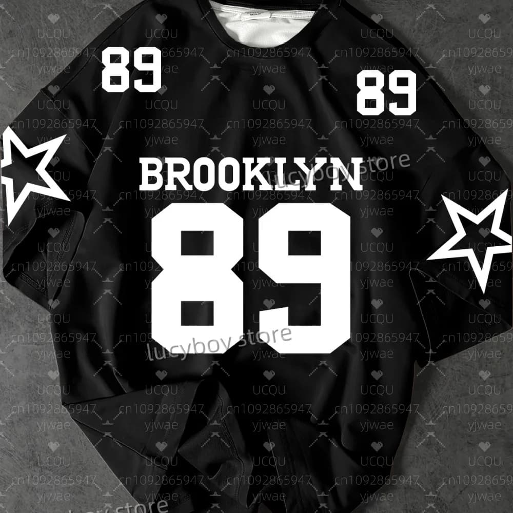 2025 Summer Men Sports Daily Men's T-Shirt BROOKLYN NO.89 Print 10 Colors Short-Sleeved Top Daily Street Men Clothing