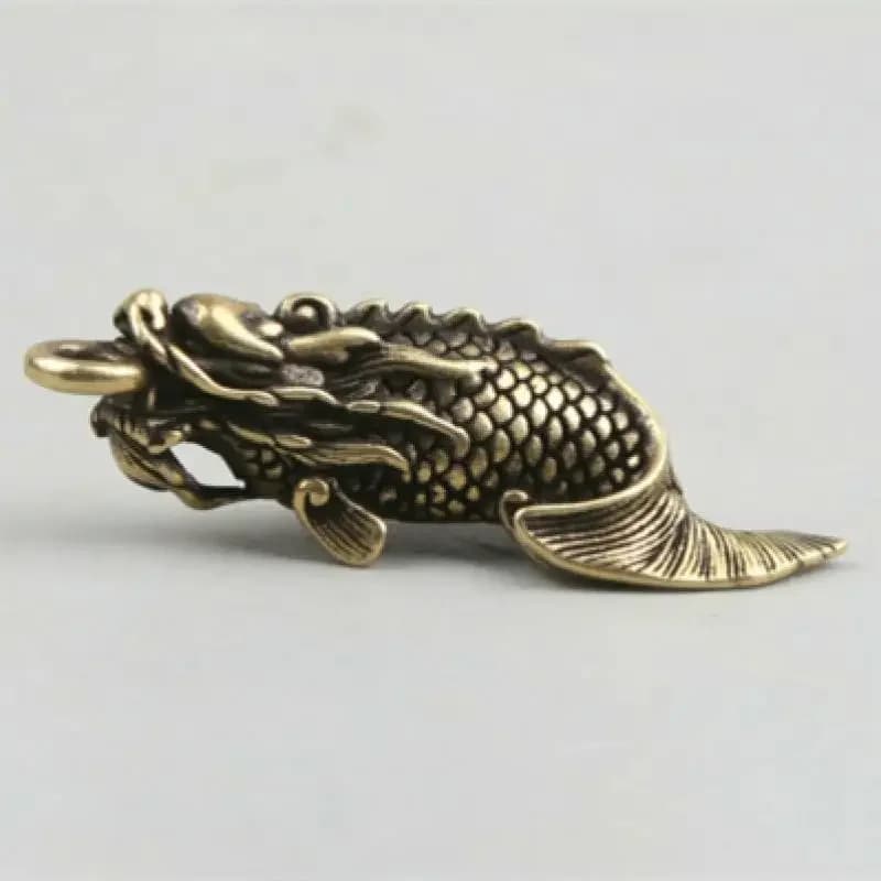 1.8"collection Curio Chinese Bronze Animal Dragon Head Fish Small Statue