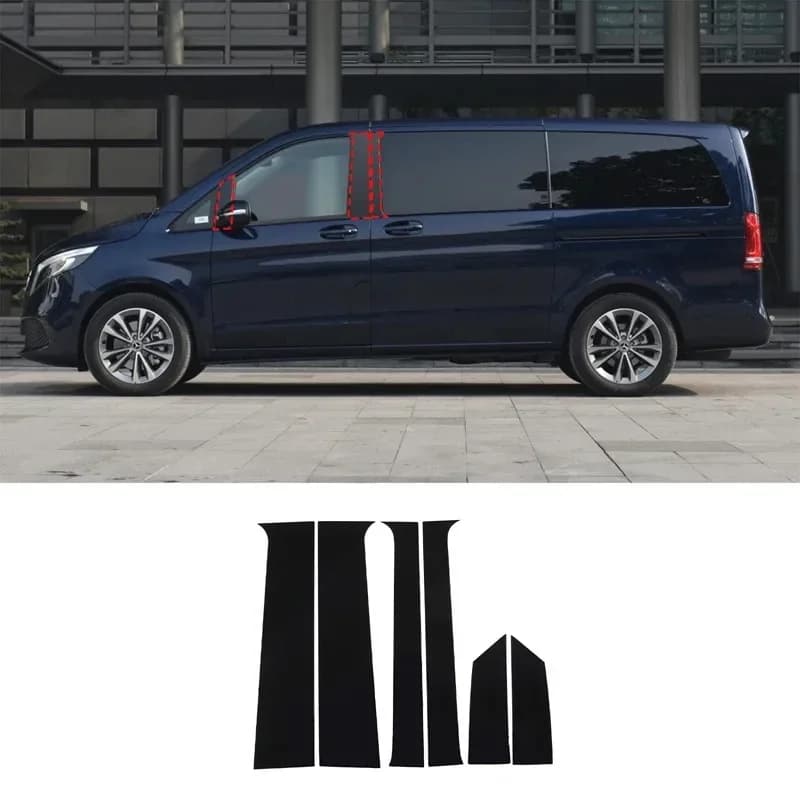 For Mercedes Benz Vito V Class V250 V260L 2015-2021 PC Black Car Window Middle Column Decoration Cover Sticker Car Accessories