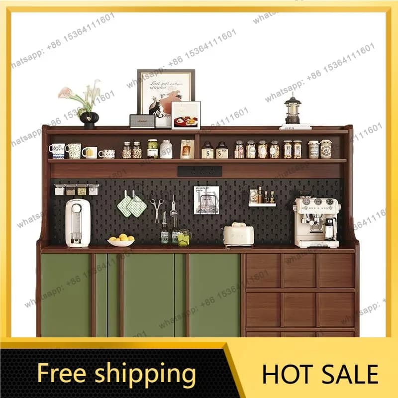 Zj. Medieval style dining side cabinet integrated against the wall solid wood locker hole board household