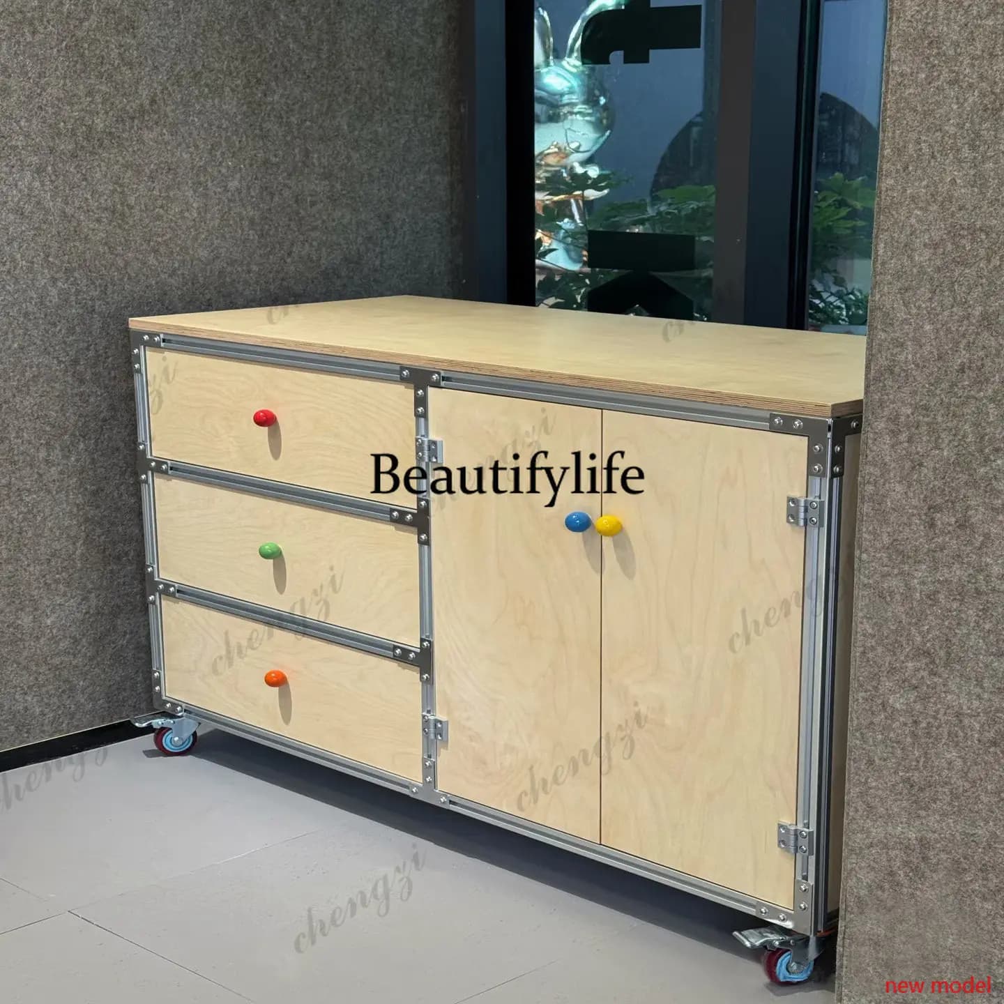 Asmt114Side cabinet Simple modern coffee cabinet Storage, storage, display, chest of drawers