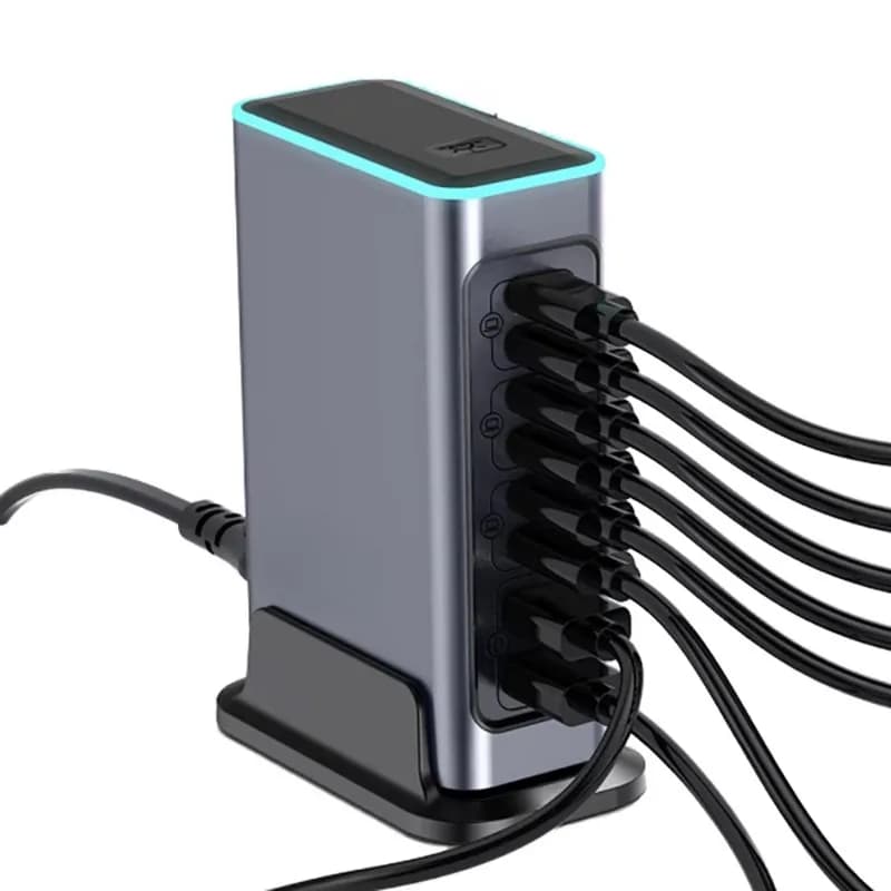 High-power usb-c fast charger, multi-port laptop/tablet/mobile phone C-type charging station with light holder