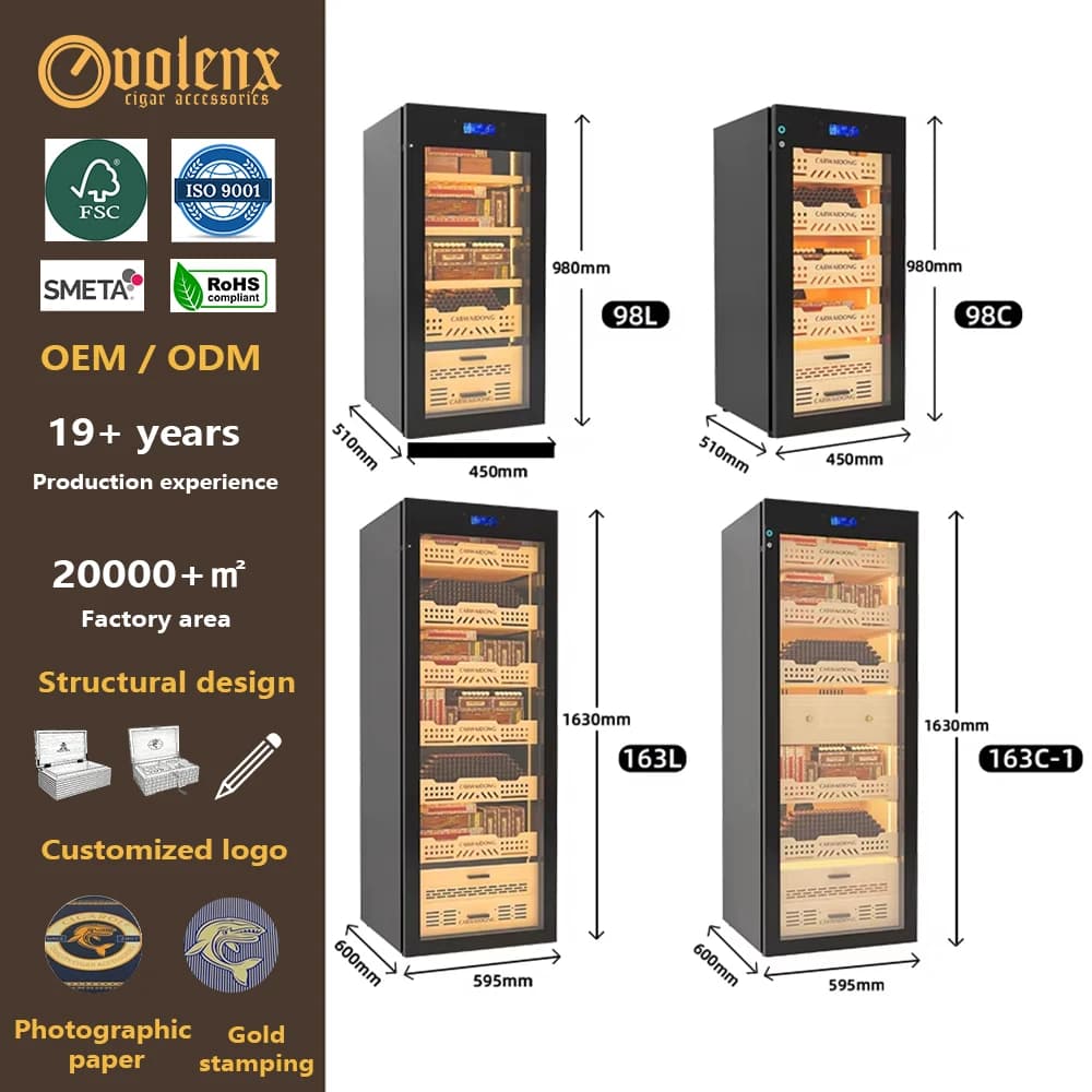 WiFi Fingerprint Lock Smart Cigar Cabinet Ionic Purification Constant Climate Control Lacquer Finish Electric Cigar Cabinet