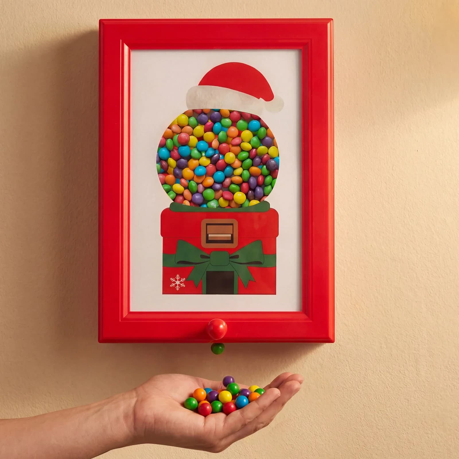 2-in-1 Handy Candy Dispenser Picture Frame Creative Wall Mounted Candy Art Dispenser for Candies Nuts Dog & Cat Treats