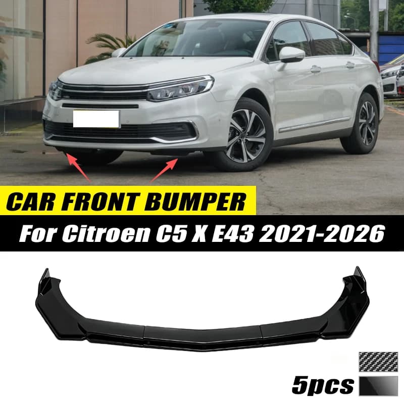 For Citroen C5 X E43 2021-2026 Front Bumper Lip Front Guard Spoiler High-quality ABS Material Body Kit Front Lip Accessory