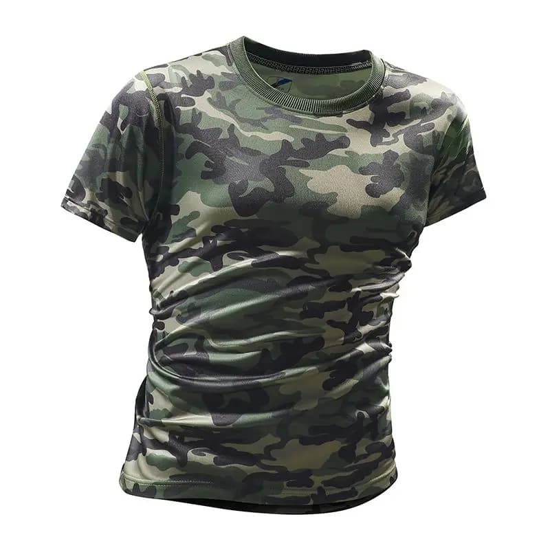 Camouflage Round Neck Short Sleeved T-shirt Outdoor Sports Couple Casual Top Men Women in Spring Summer