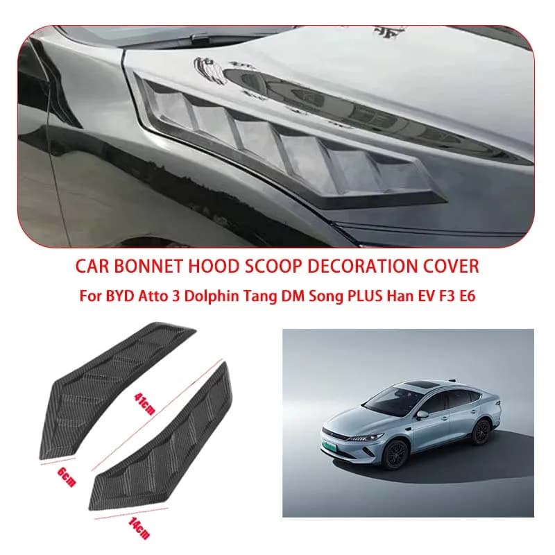 2 Pcs Gloss Black For BYD Hood Vents Bonnet Cover Rubber Front Bonnet Vent car decorations