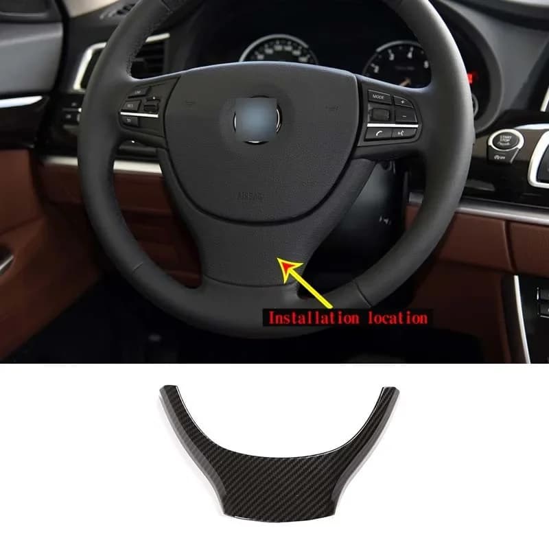 For BMW 5 Series GT F07 F10 2011-2017 ABS Carbon Fiber Car Steering Wheel Frame Cover Trim Sticker Interior Car Accessories