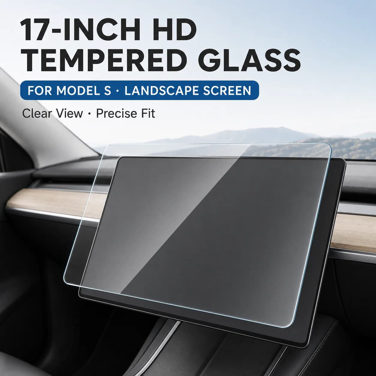 17 Inch Tempered Glass Screen Protector For Model S 2023-2026 Landscape Center Navigation Display HD Clear Car Accessories