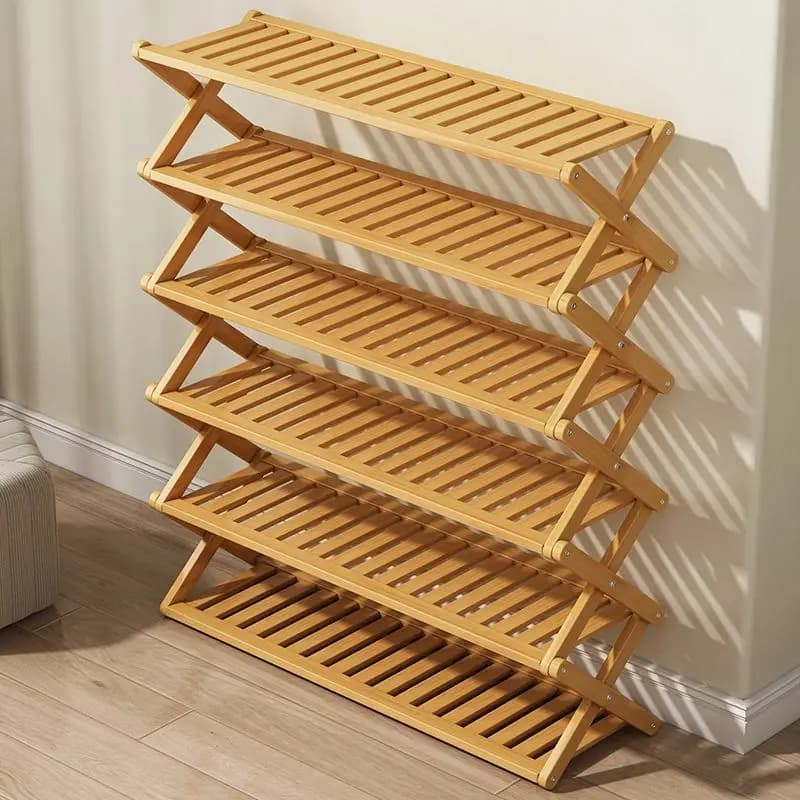 Multi-Layer Foldable Shoe Cabinet Modern Design Wood and Bamboo Shoe Rack for Home Living Room Furniturepromote sales