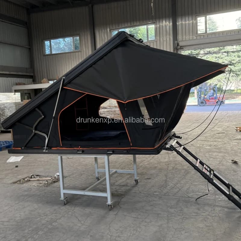 New Model 142cm Wider X-lift Outside FULL LED Lights  High Tail Diamond Shape Aluminum Shell Camping Roof Top Tent