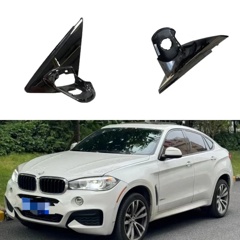 For BMW X6 F16 2014 2015 2016 2017 2018 2019Black Front Window Triangle Trim Plate Mirror Garnish Cover Panel Base Holder