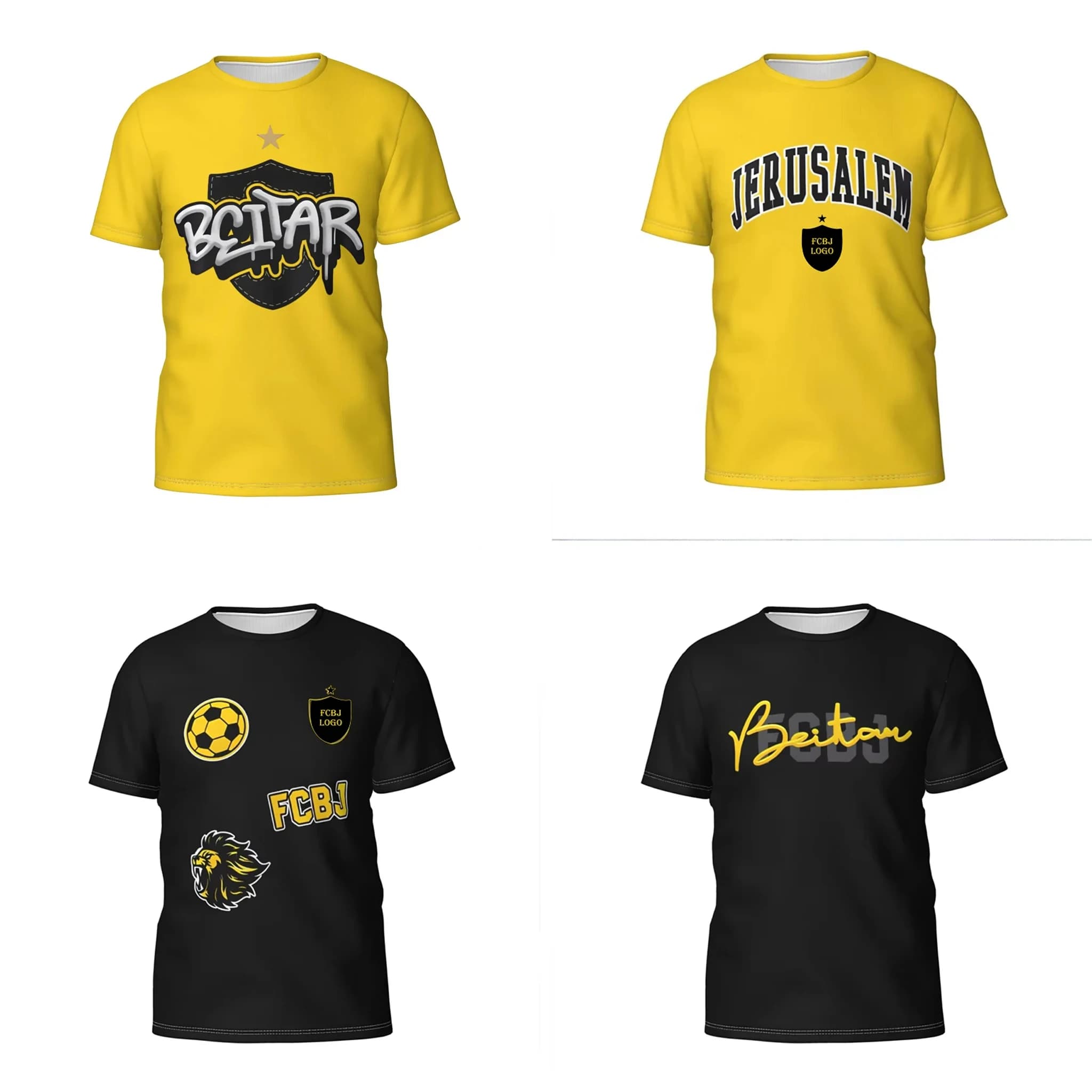 B-beitar FCBJ Jerusalem Men's Athletic Cotton Classic Short Sleeve Crewneck T-Shirt Tee Shirt