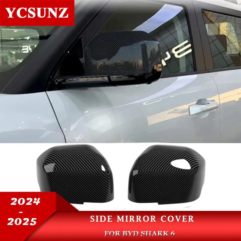 Carbon Fiber Side Mirror Cover For BYD Shark 6 2025 LHD Double Cabin Car Exterior Accessories Double Cabin