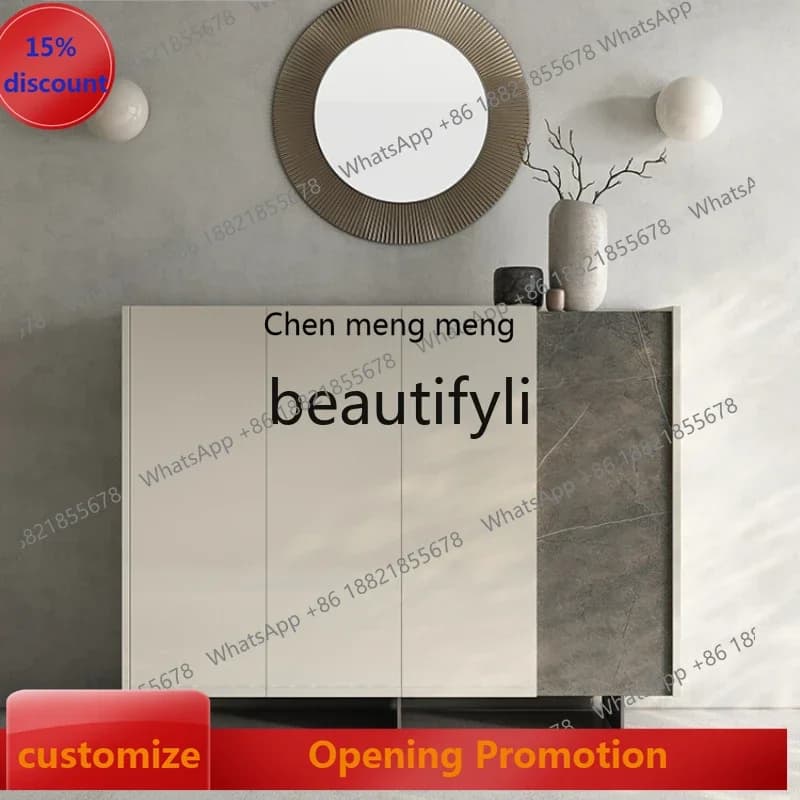 S7486teae Italian light luxury rock slab shoe cabinet solid wood storage cabinet living room home entrance cabinet integrated