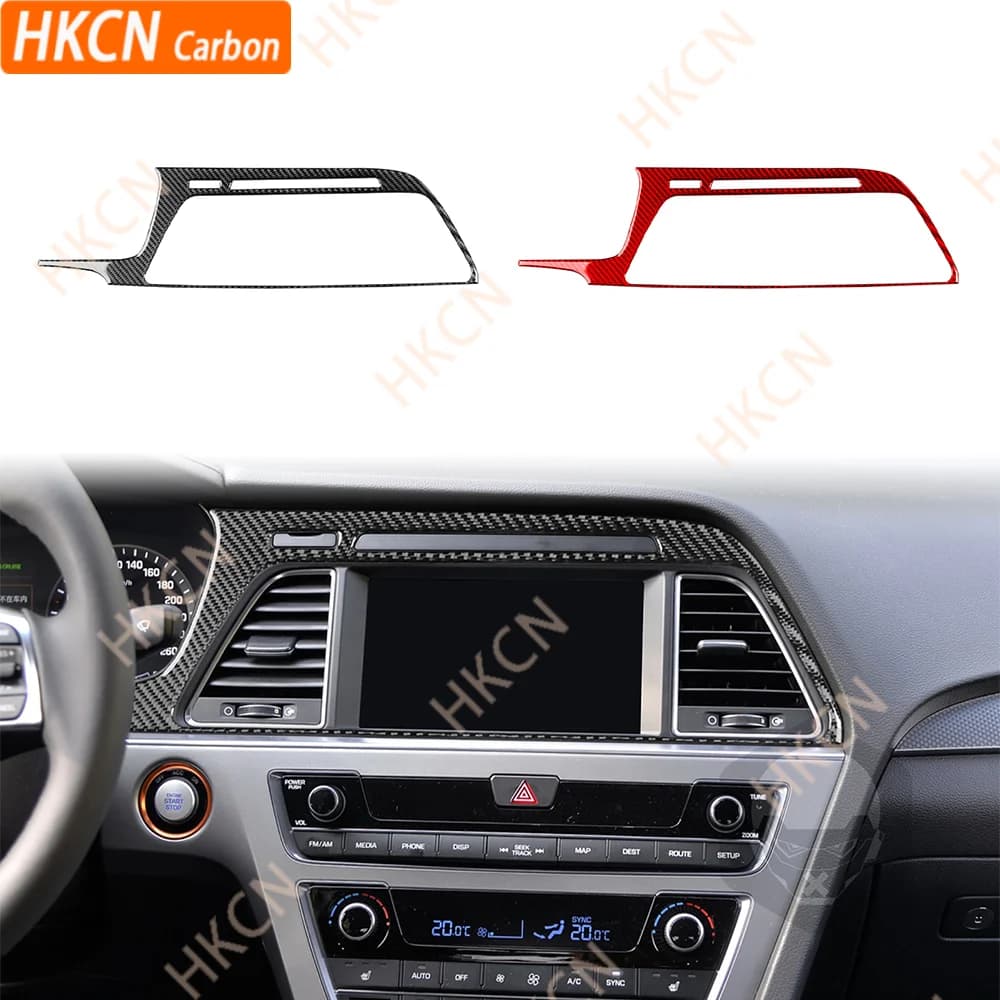 Central Control Navigation Surround Real Carbon Fiber Cover Sticker Car Interior Accessories For Hyundai Sonata 9 2015 2016 2017
