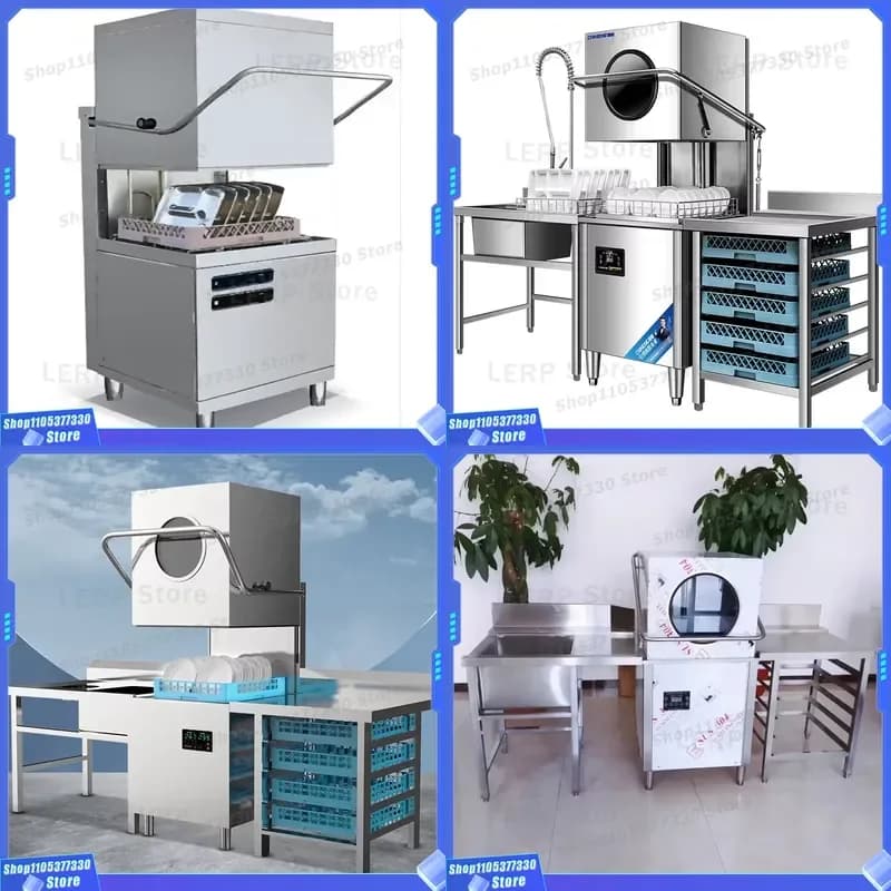 Commercial Dishwasher 220V to 450V Industrial Hood Type Easy Operation Heavy Duty Cleaning Machine for Restaurant Kitchen Use