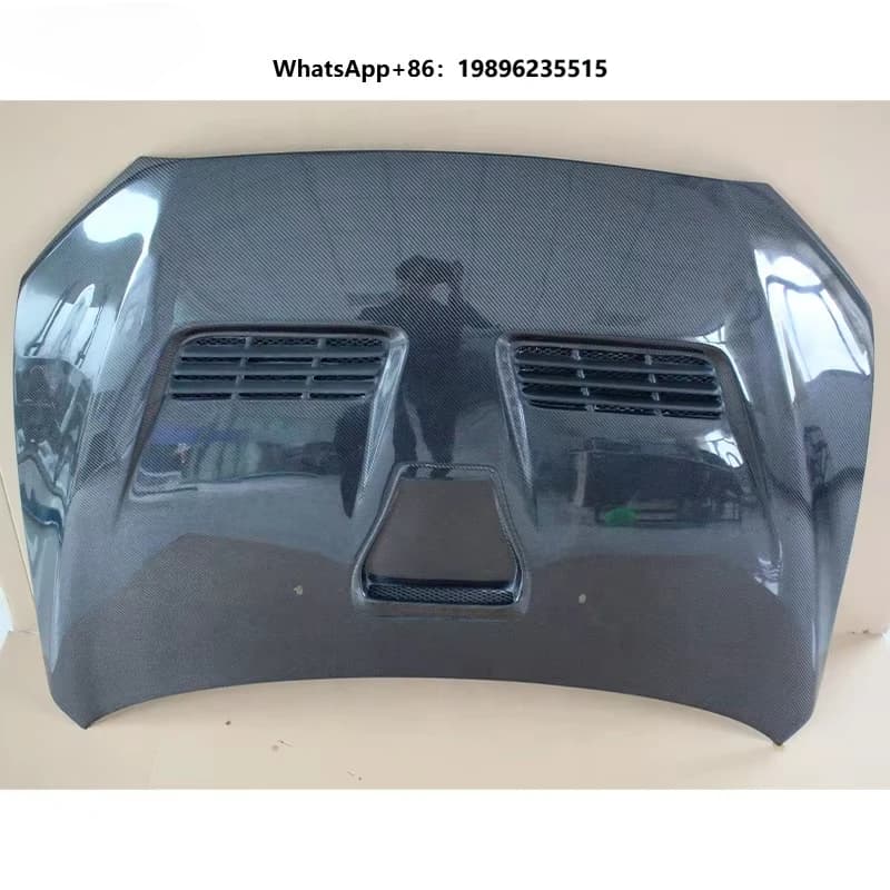 Carbon Fiber Engine Hood-New Bolt-On Installation Black Color Fits