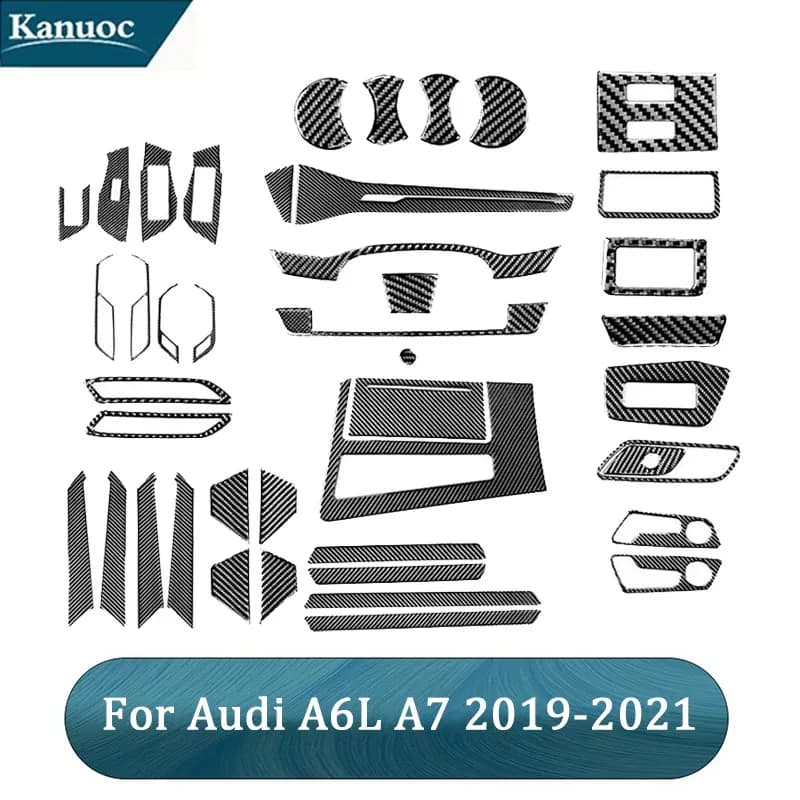For Audi A6L A7 2019-2021 Carbon Fiber Car Stickers Cover Car Interior Decorative Accessories
