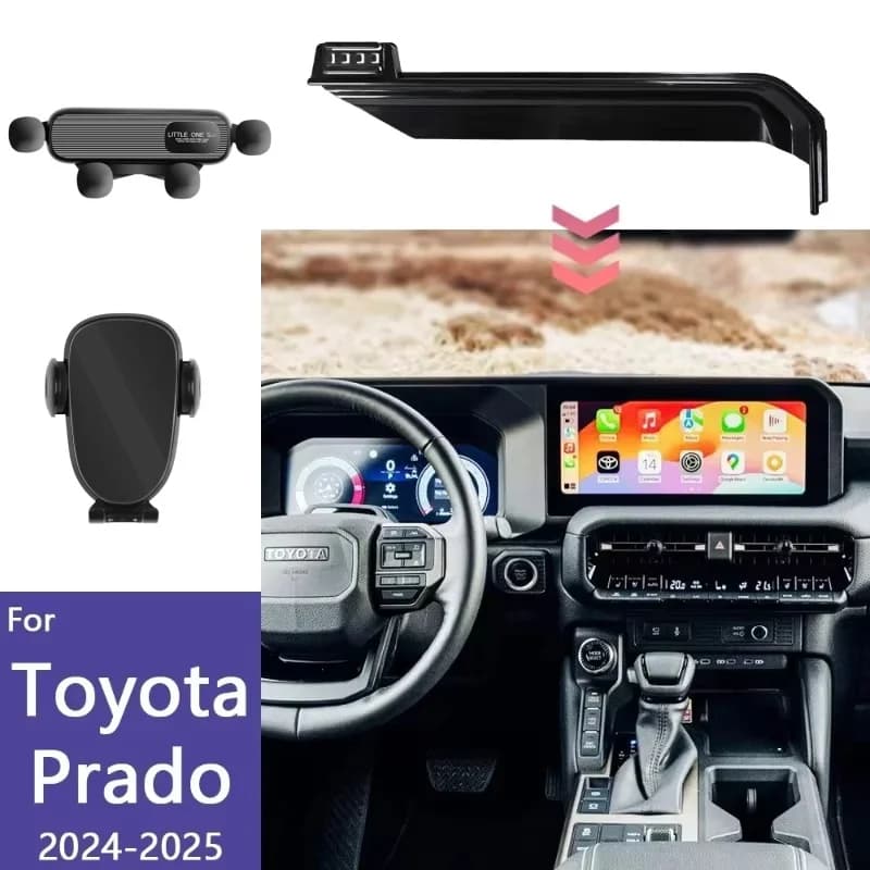 Car Phone Holder For Toyota Land Cruiser Prado 250 J300 2024 2025 Screen Fixed Base Wireless Charging Phone Mount Accessories