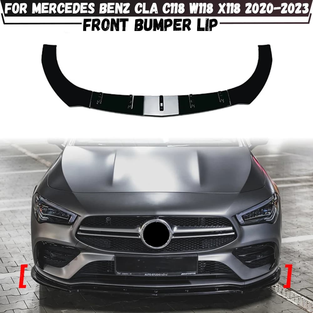 Car Front Bumper Lip Spoiler For Mercedes Benz CLA-Class C118 W118 X118 2020-2023 Guard Protector Cover Lower Blade Splitter