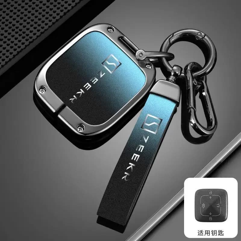 For Zeekr 7X 001 007 2024 2025 Auto Interior Accessories Zinc Alloy Leather Car Remote Key Case Cover Fob Protector Shell