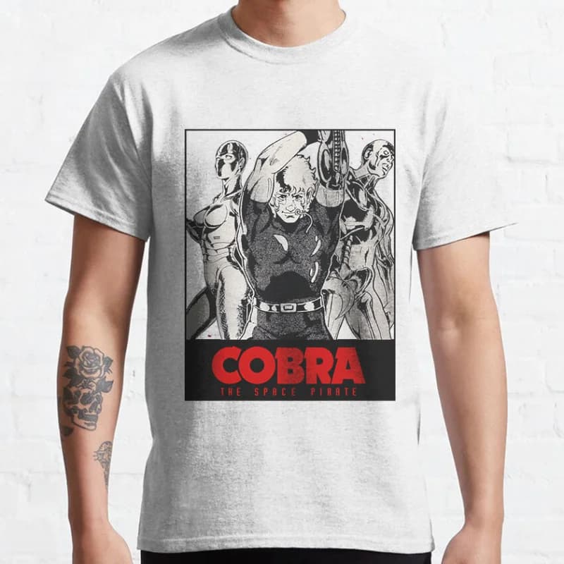 80s vintage manga Cobra The Space Pirate Psychogun Kobura Adventure Anime t shirt for men large size Adult tops S-6XL