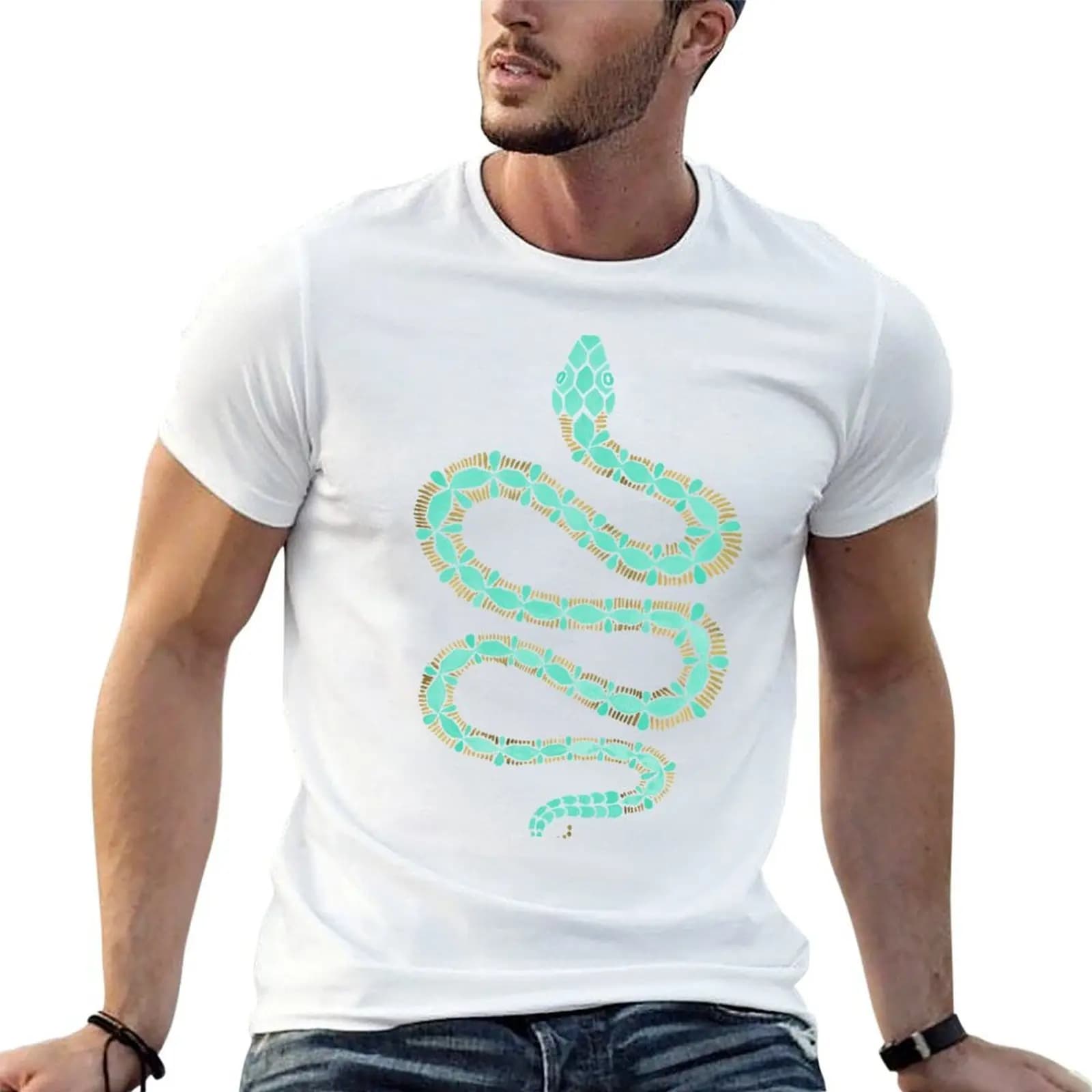 Mint & Gold Serpent T-Shirt funny costumes graphic tee shirt funny t shirts men
