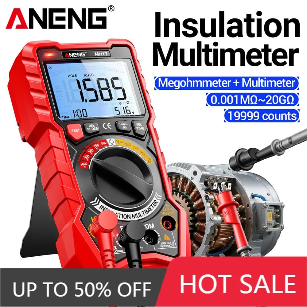 Insulation Multimeter Megohmmeter Tester ANENG MH17 Resistance AC/DC Voltage Diode 19999 Count Digital Electrician Detector Tool